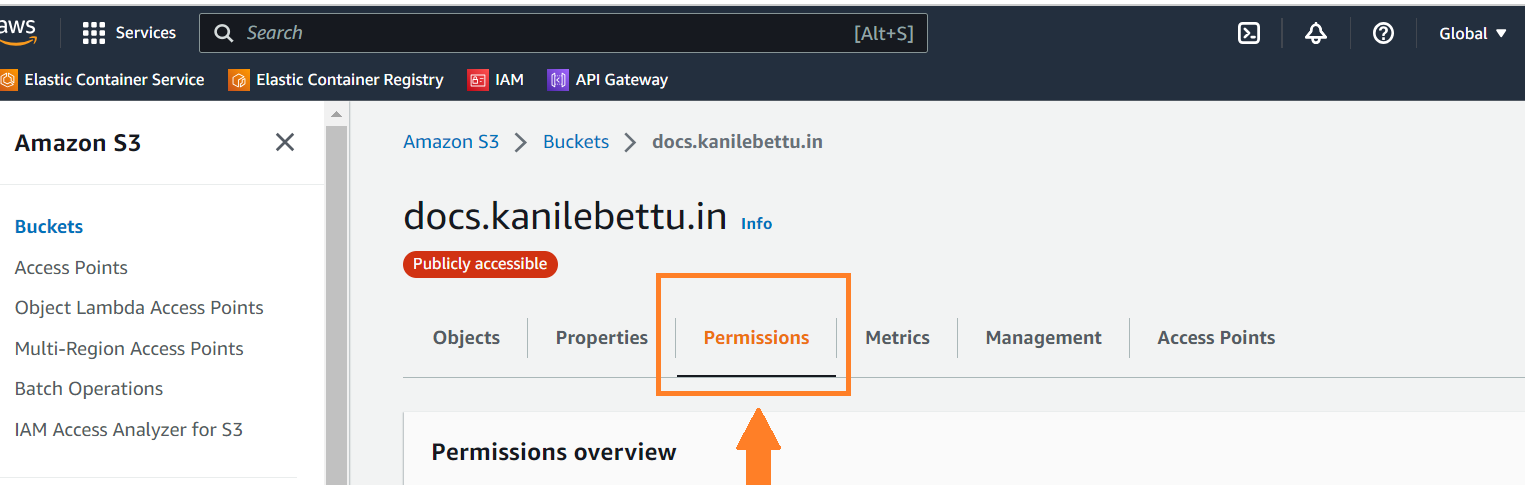 Permissions tab
