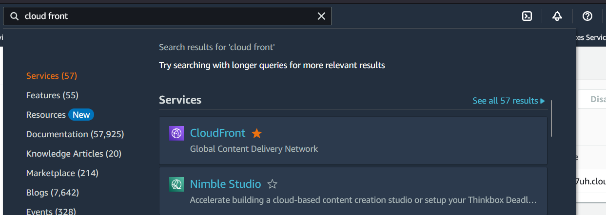 cloud front search