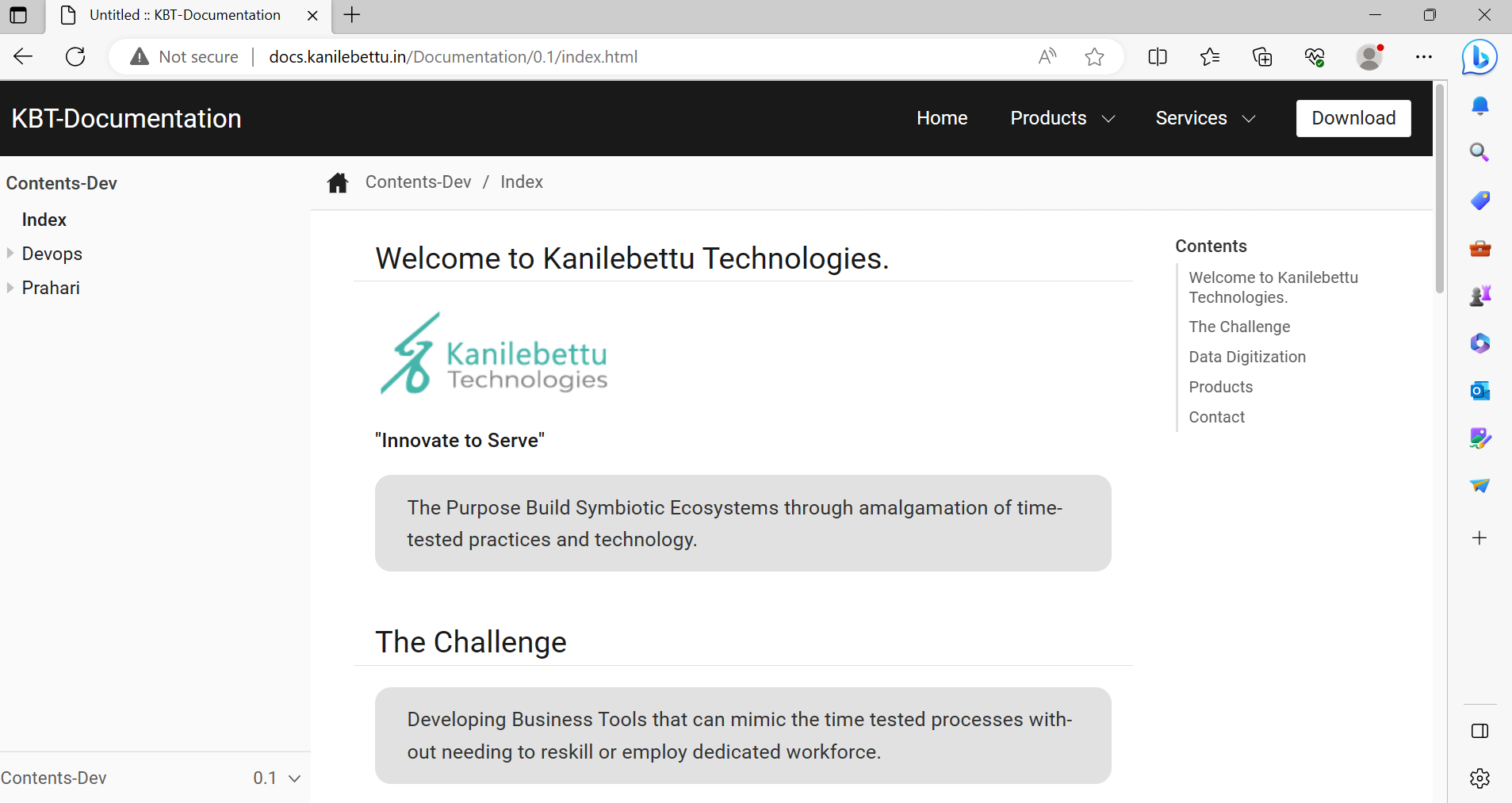 docs web page