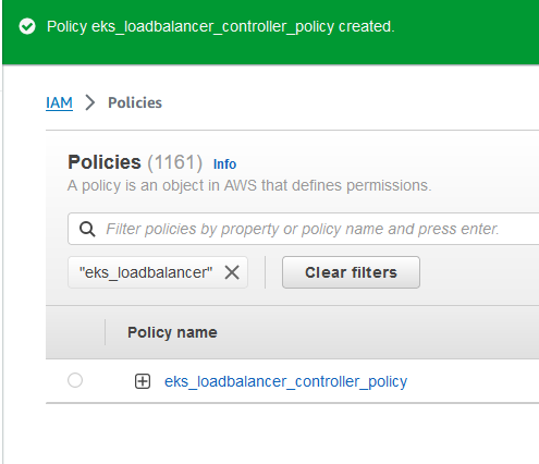 eks loadbalancer controller policy