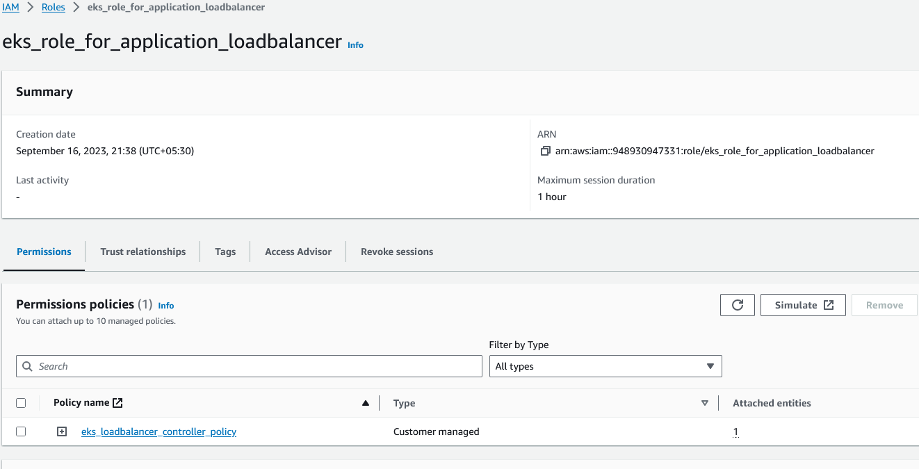 eks role for application loadbalancer