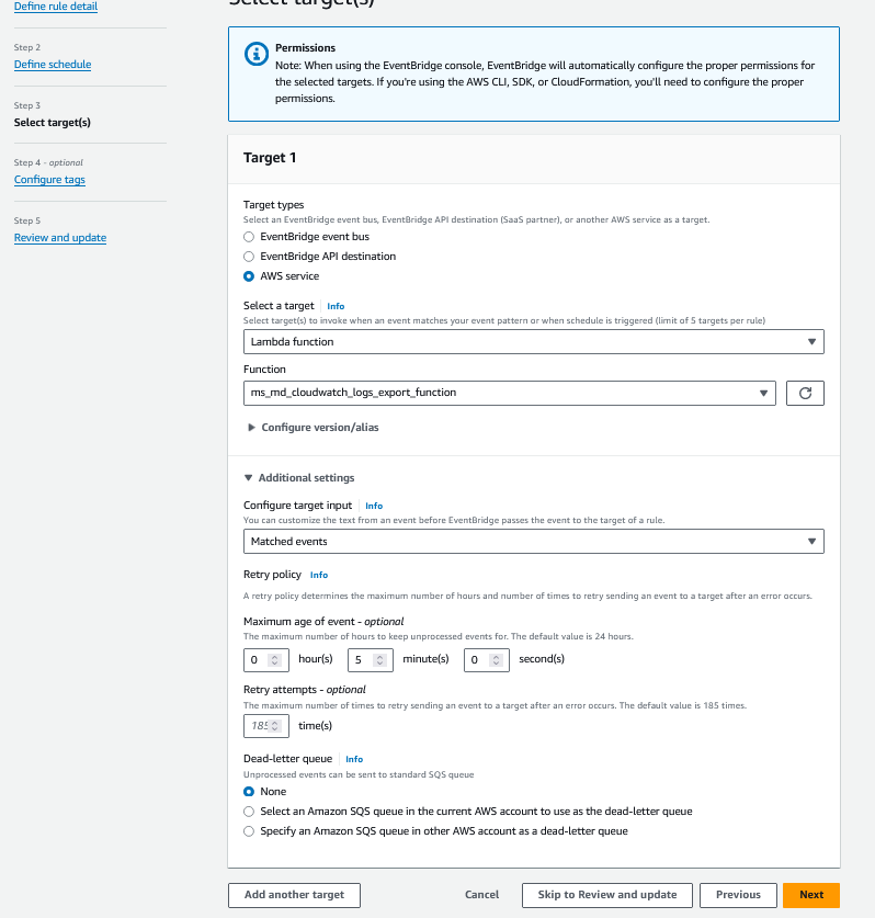 event rule for logs stp3